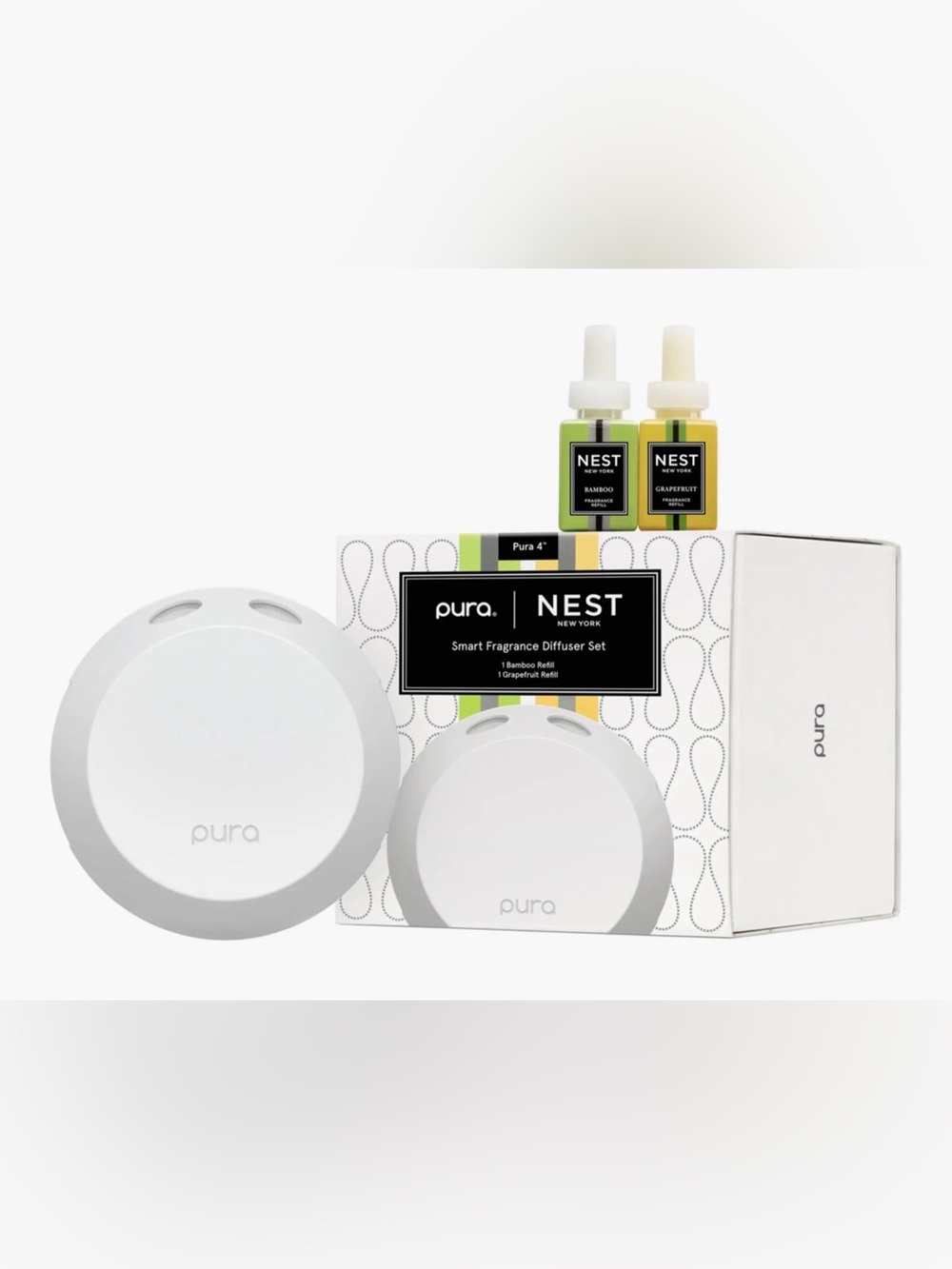 Pura x NEST New York Smart Home Fragrance Diffuser Set Grapefruit And Bamboo NIB
